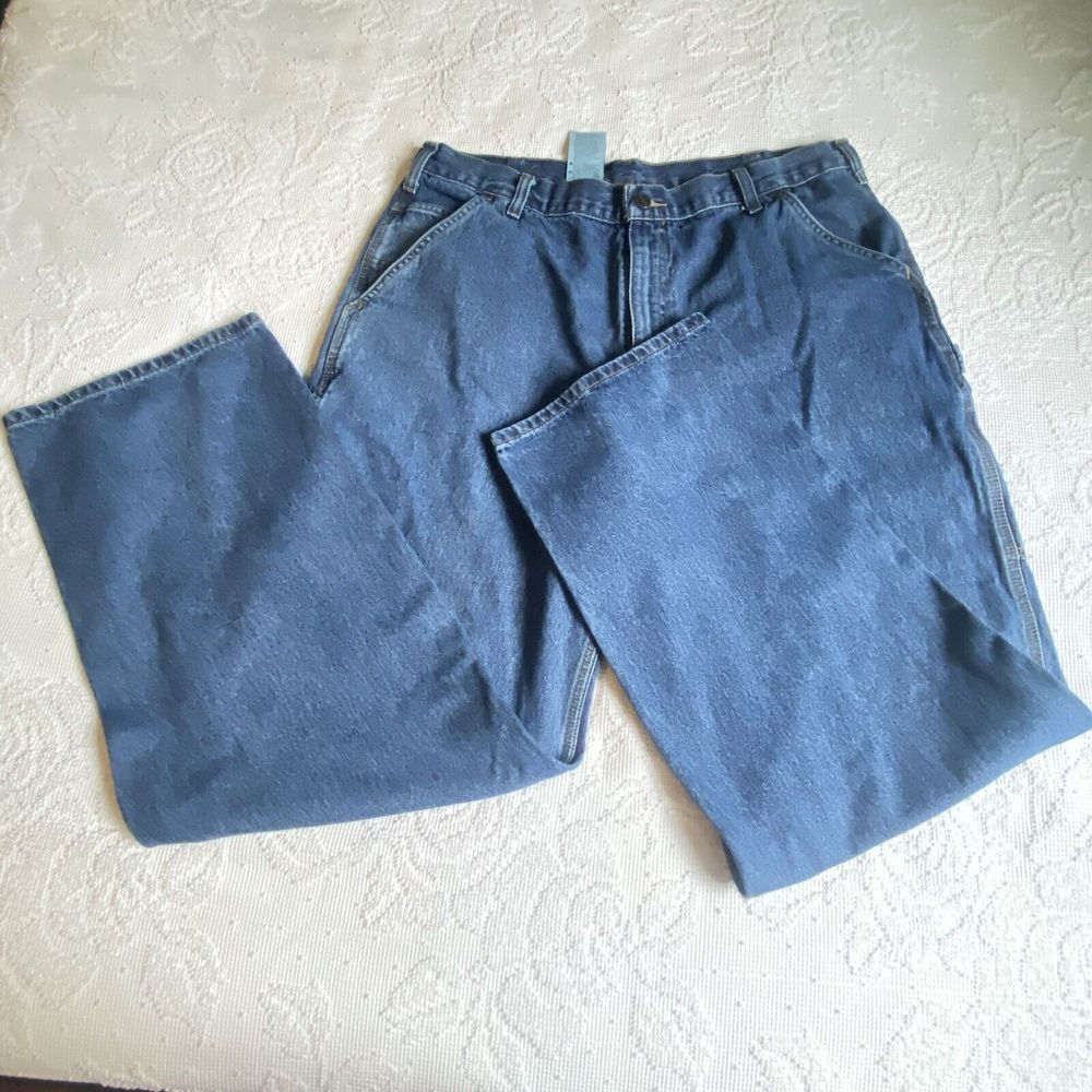 Carhartt Jeans Tagged 38 X 34 Orig Dungaree Fit Blue Denim Comfy Side Pocket N